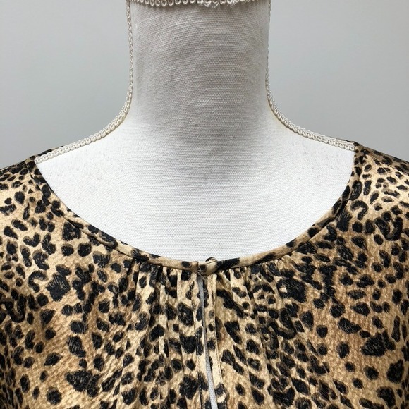 Rebecca Taylor Lynx Silk Blouse Womens 12 Cheetah Long Sleeve Career Teacher - Picture 2 of 16